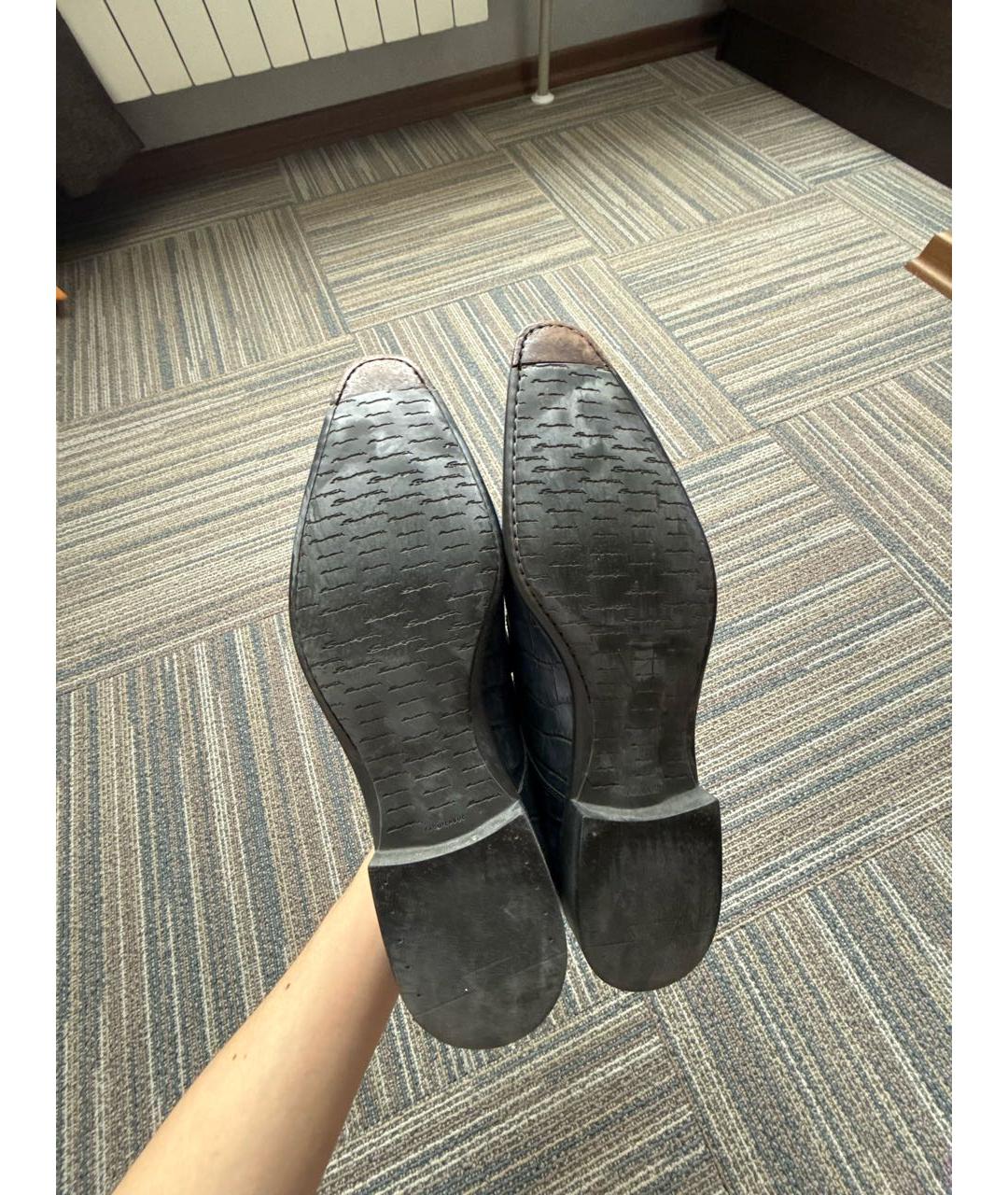 SANTONI Синие кожаные туфли, фото 4