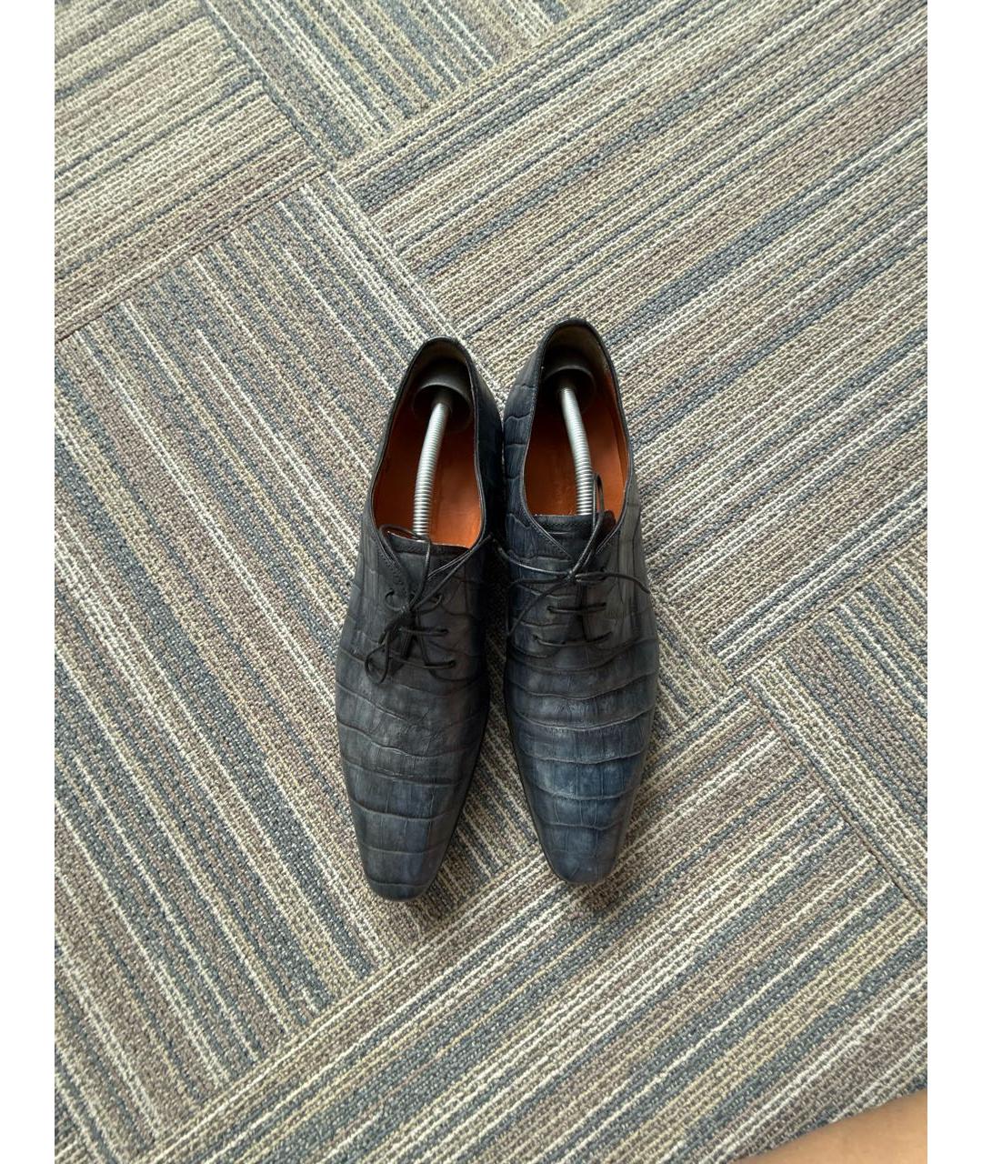 SANTONI Синие кожаные туфли, фото 3