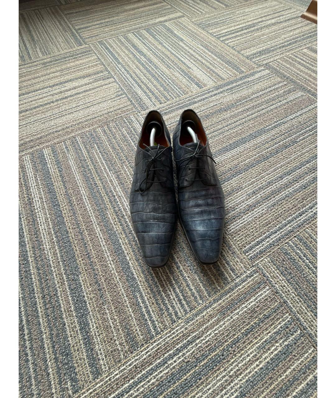 SANTONI Синие кожаные туфли, фото 2