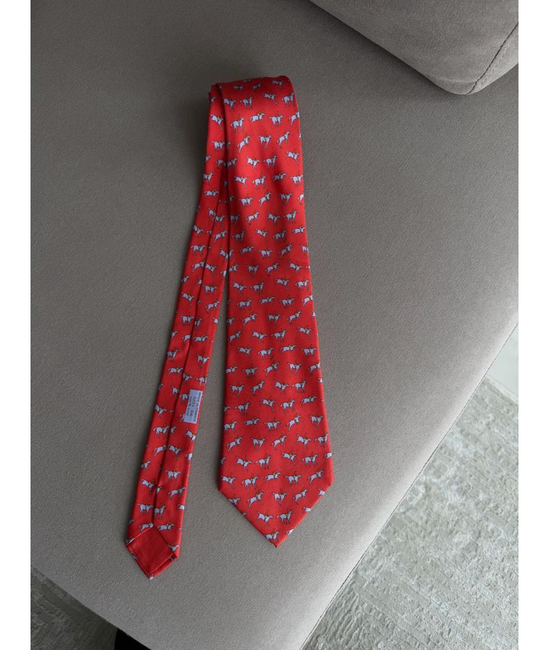 HERMES Красный шелковый галстук, фото 6