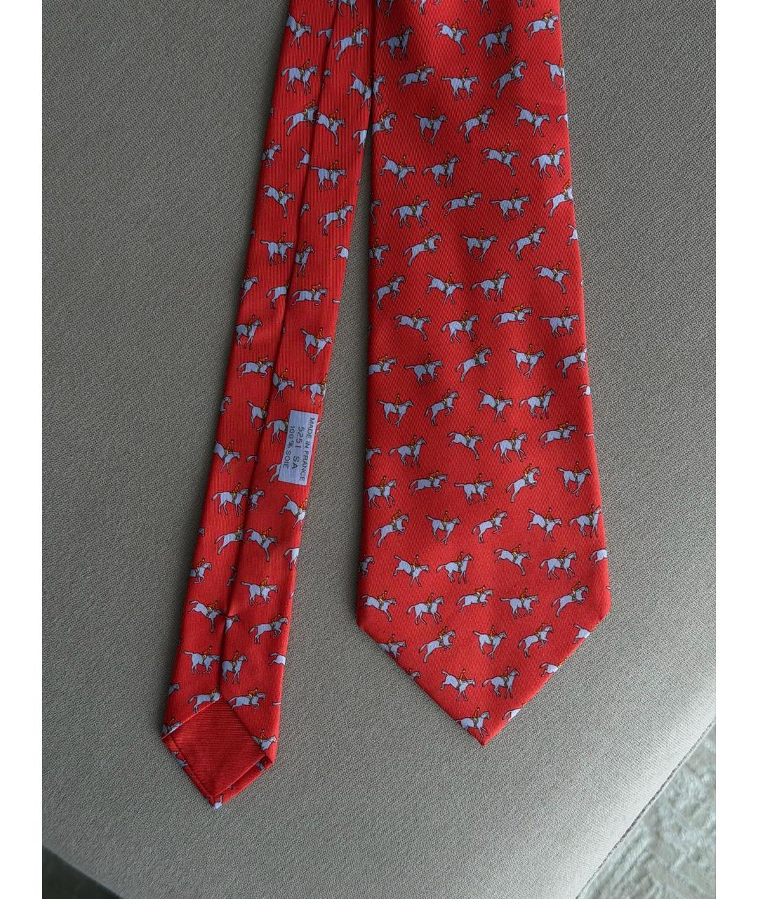 HERMES Красный шелковый галстук, фото 2