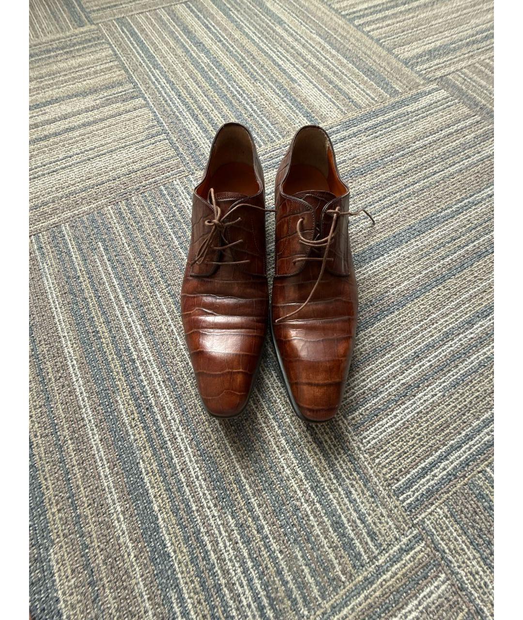 SANTONI Коричневые кожаные туфли, фото 4