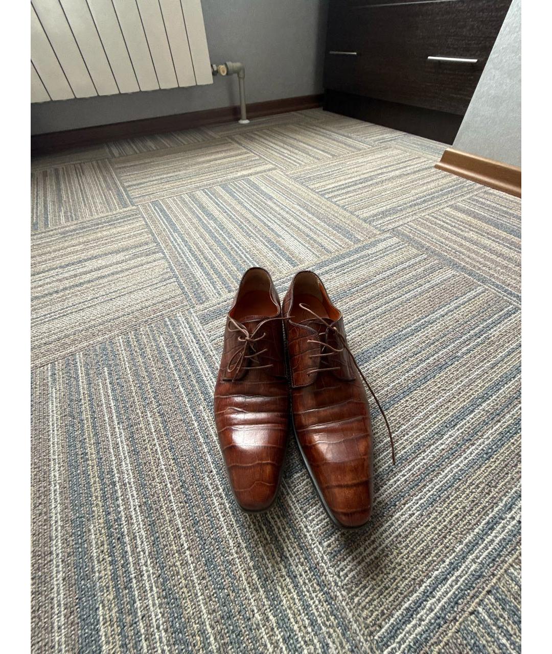 SANTONI Коричневые кожаные туфли, фото 2