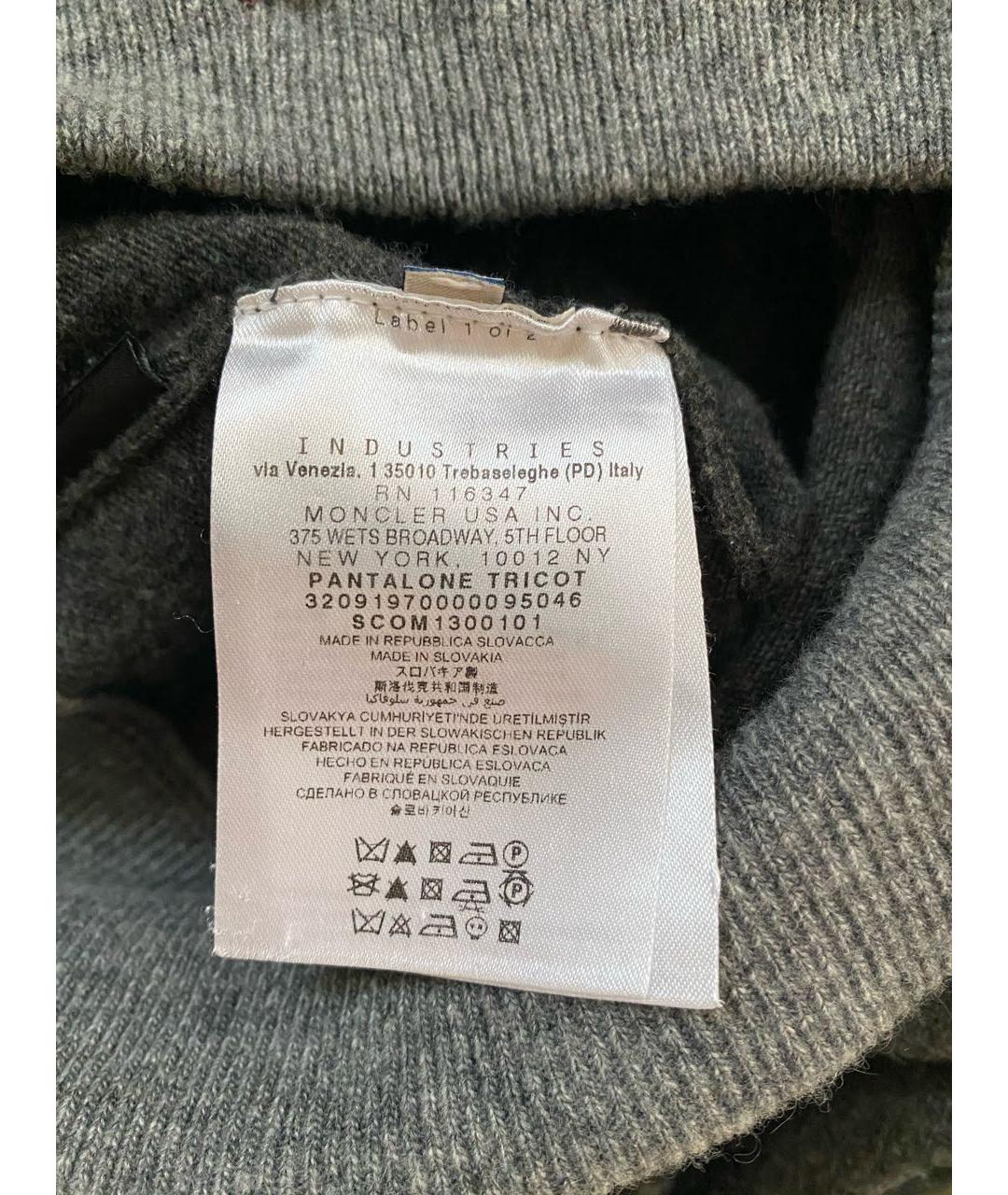 MONCLER Антрацитовые кашемировые повседневные брюки, фото 5