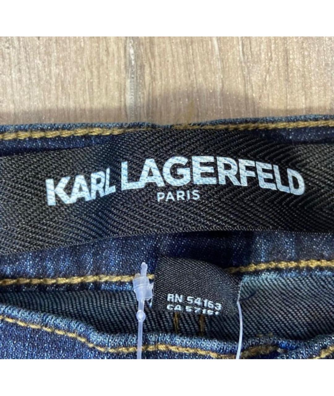 KARL LAGERFELD Темно-синие хлопко-эластановые прямые джинсы, фото 7