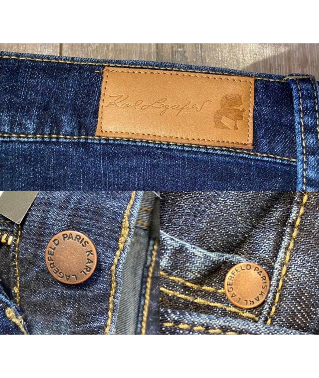 KARL LAGERFELD Темно-синие хлопко-эластановые прямые джинсы, фото 5