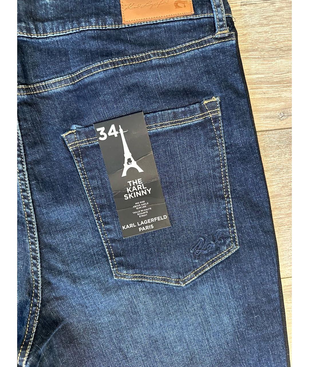 KARL LAGERFELD Темно-синие хлопко-эластановые прямые джинсы, фото 4