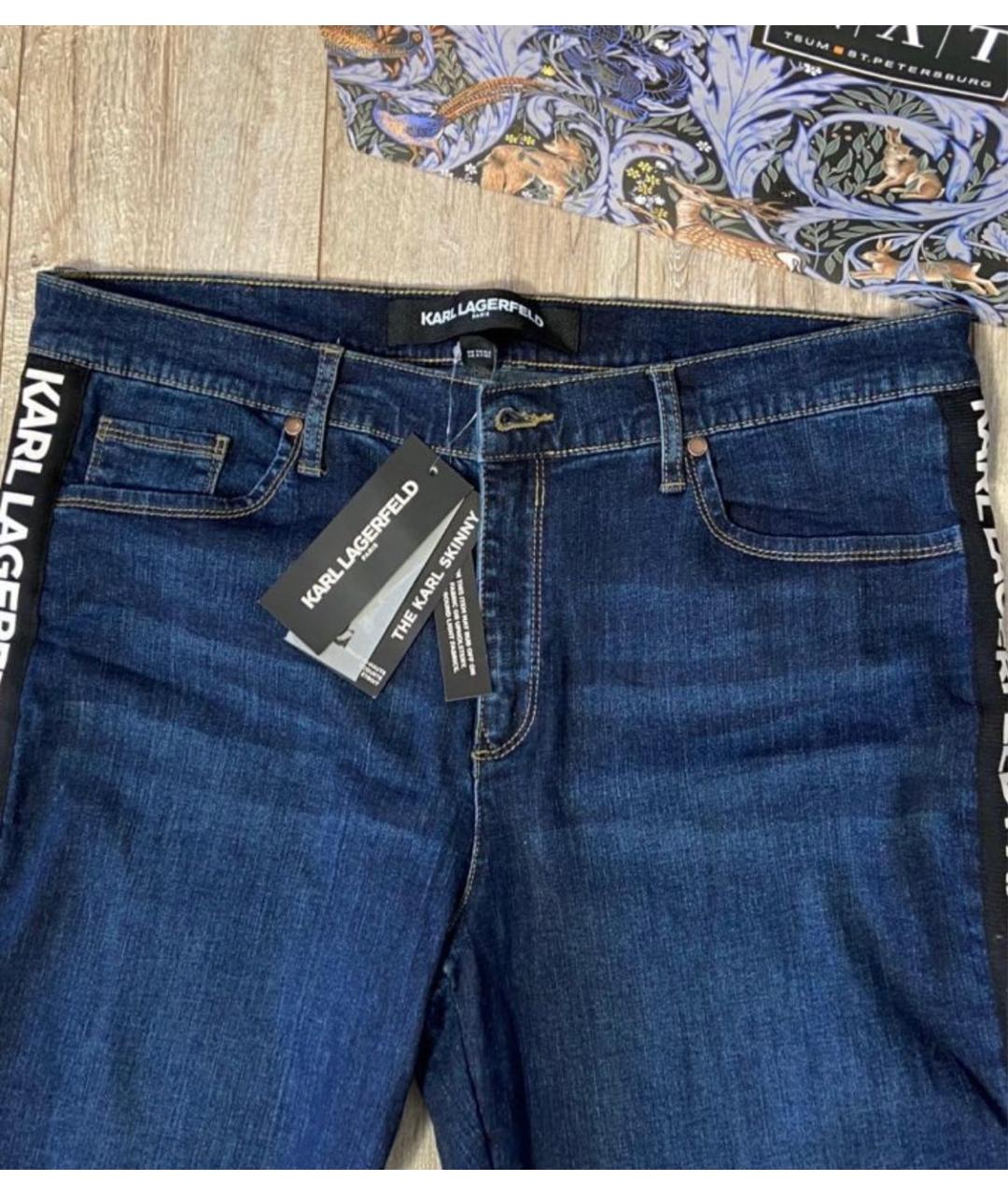 KARL LAGERFELD Темно-синие хлопко-эластановые прямые джинсы, фото 3