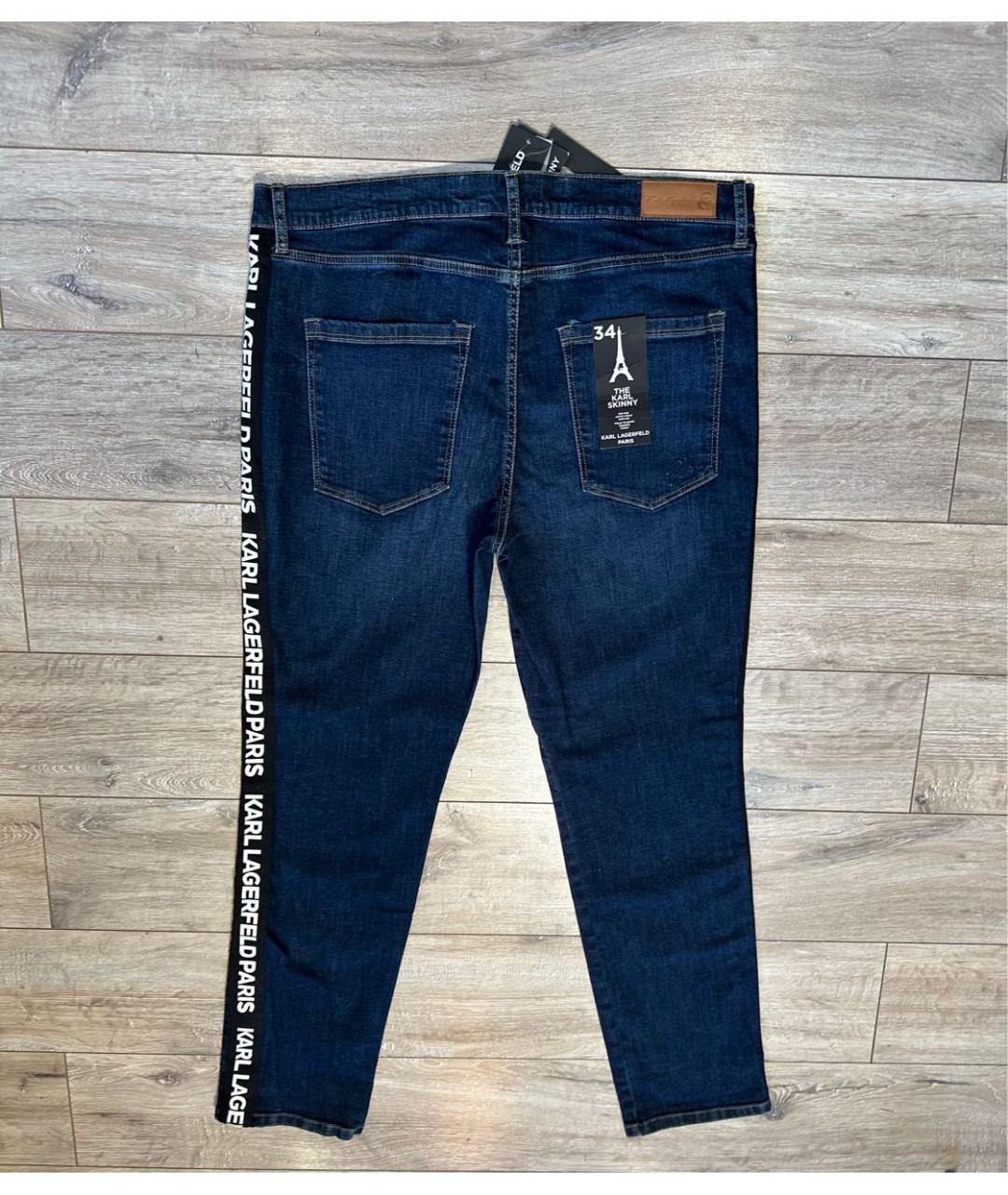 KARL LAGERFELD Темно-синие хлопко-эластановые прямые джинсы, фото 2