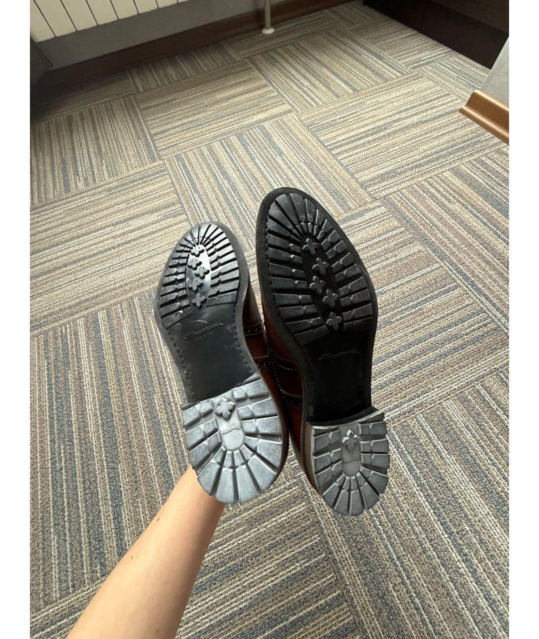 SANTONI Коричневые кожаные туфли, фото 4