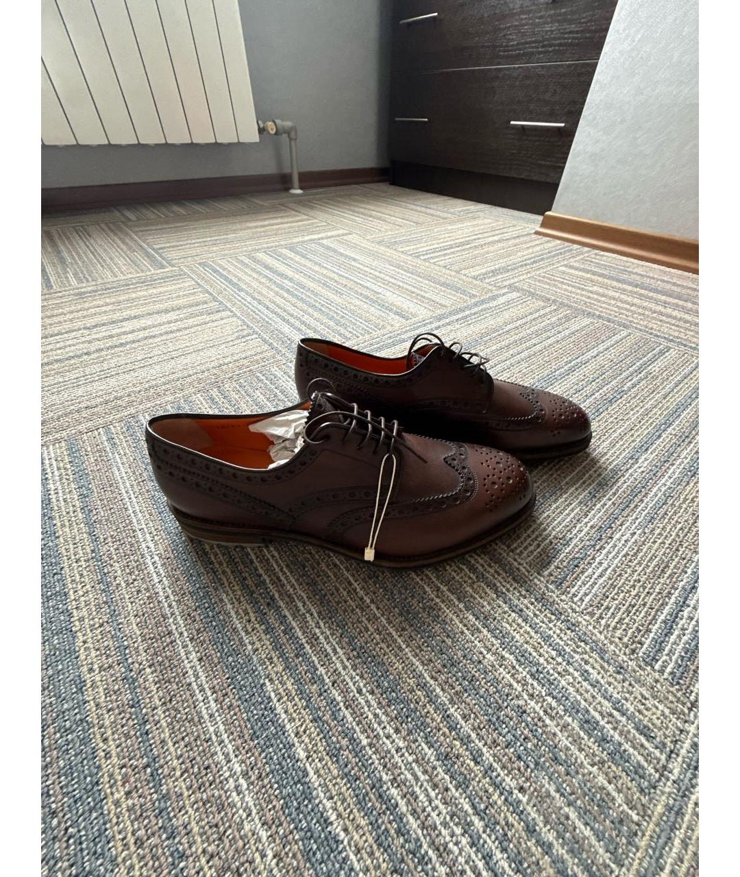 SANTONI Коричневые кожаные туфли, фото 5