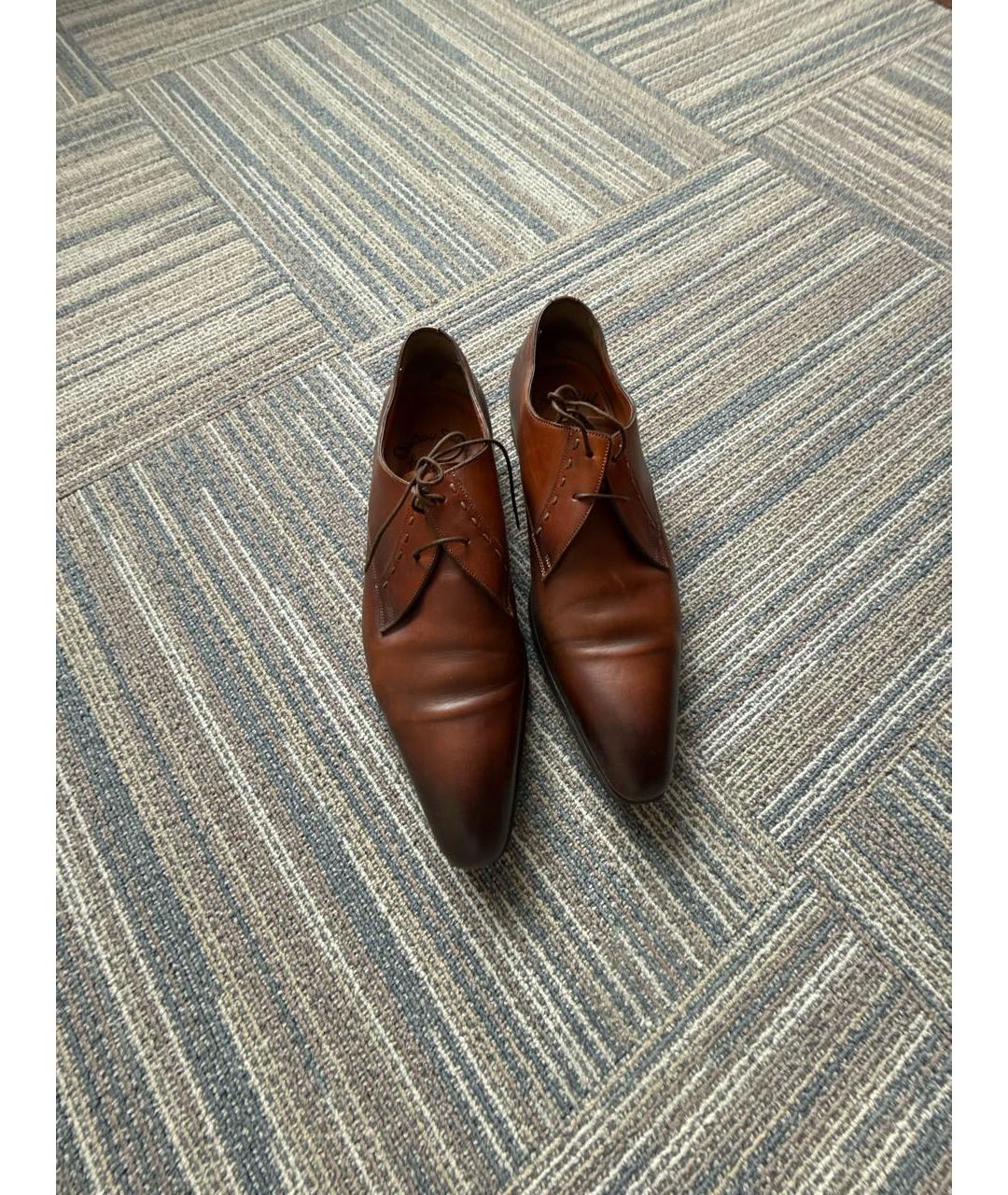 SANTONI Коричневые кожаные туфли, фото 5