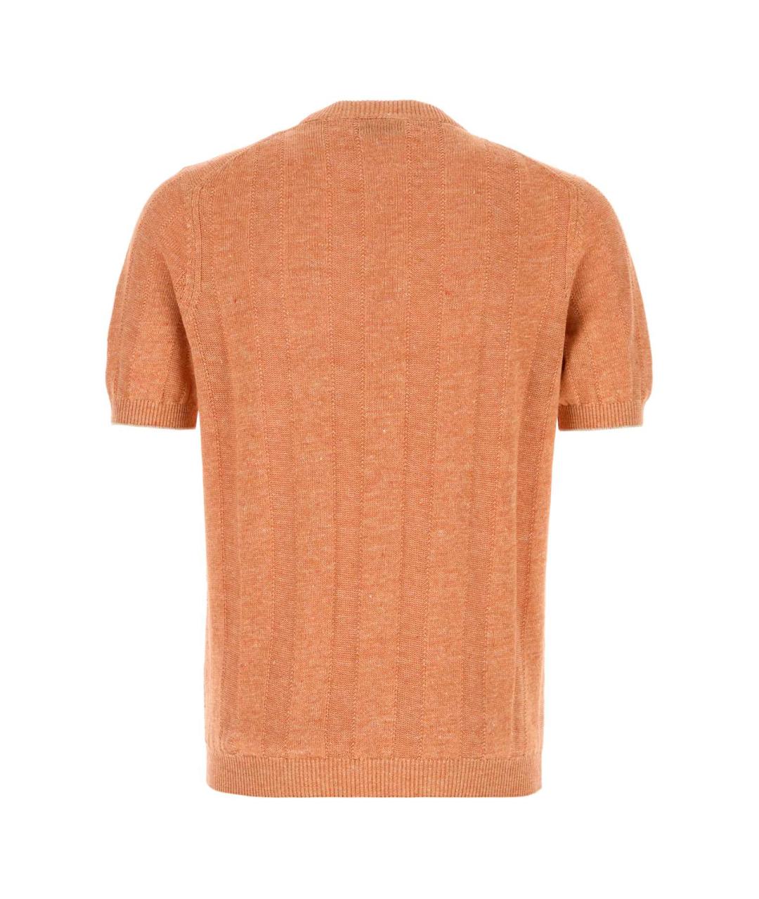 BRUNELLO CUCINELLI Оранжевая хлопко-леновая футболка, фото 2