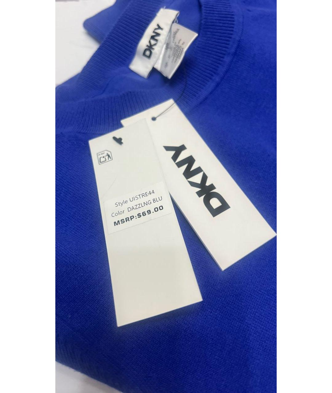 DKNY Синий хлопко-эластановый джемпер / свитер, фото 3