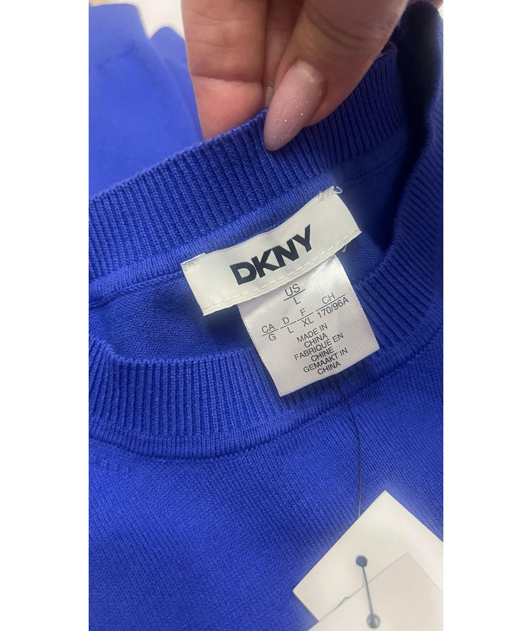 DKNY Синий хлопко-эластановый джемпер / свитер, фото 6