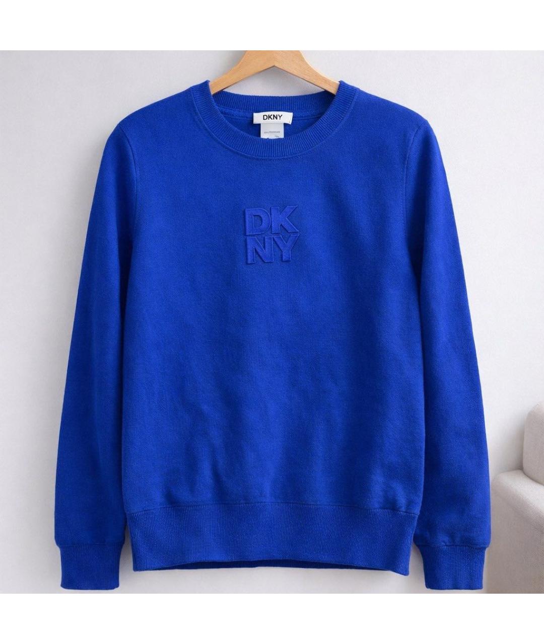 DKNY Синий хлопко-эластановый джемпер / свитер, фото 9