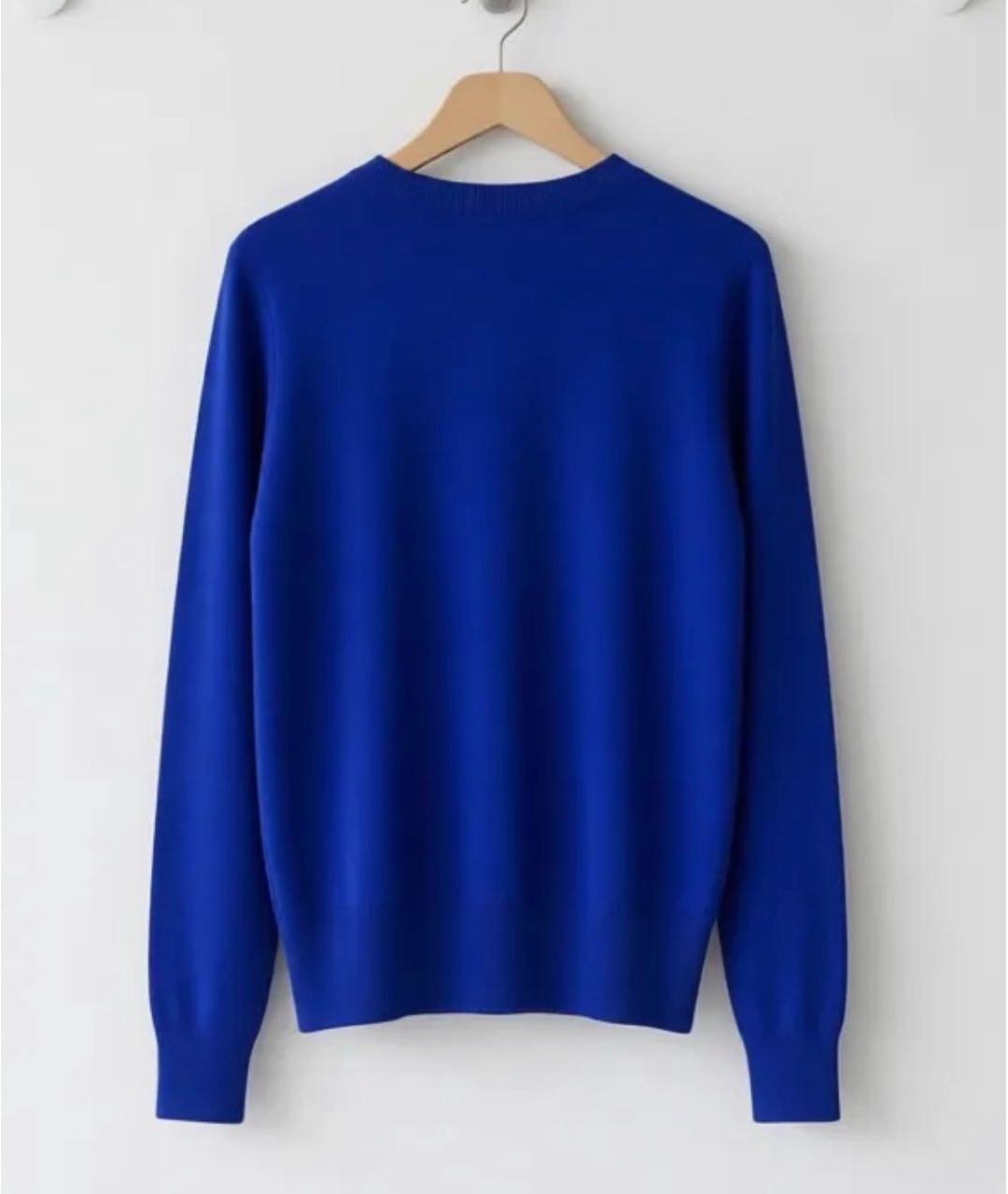 DKNY Синий хлопко-эластановый джемпер / свитер, фото 8