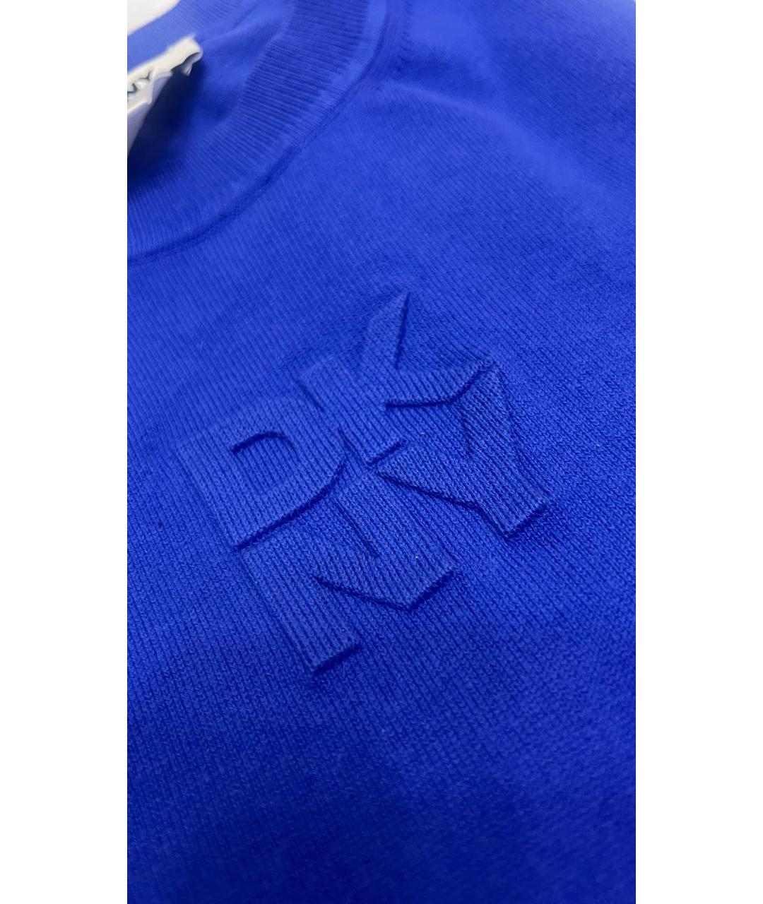 DKNY Синий хлопко-эластановый джемпер / свитер, фото 4