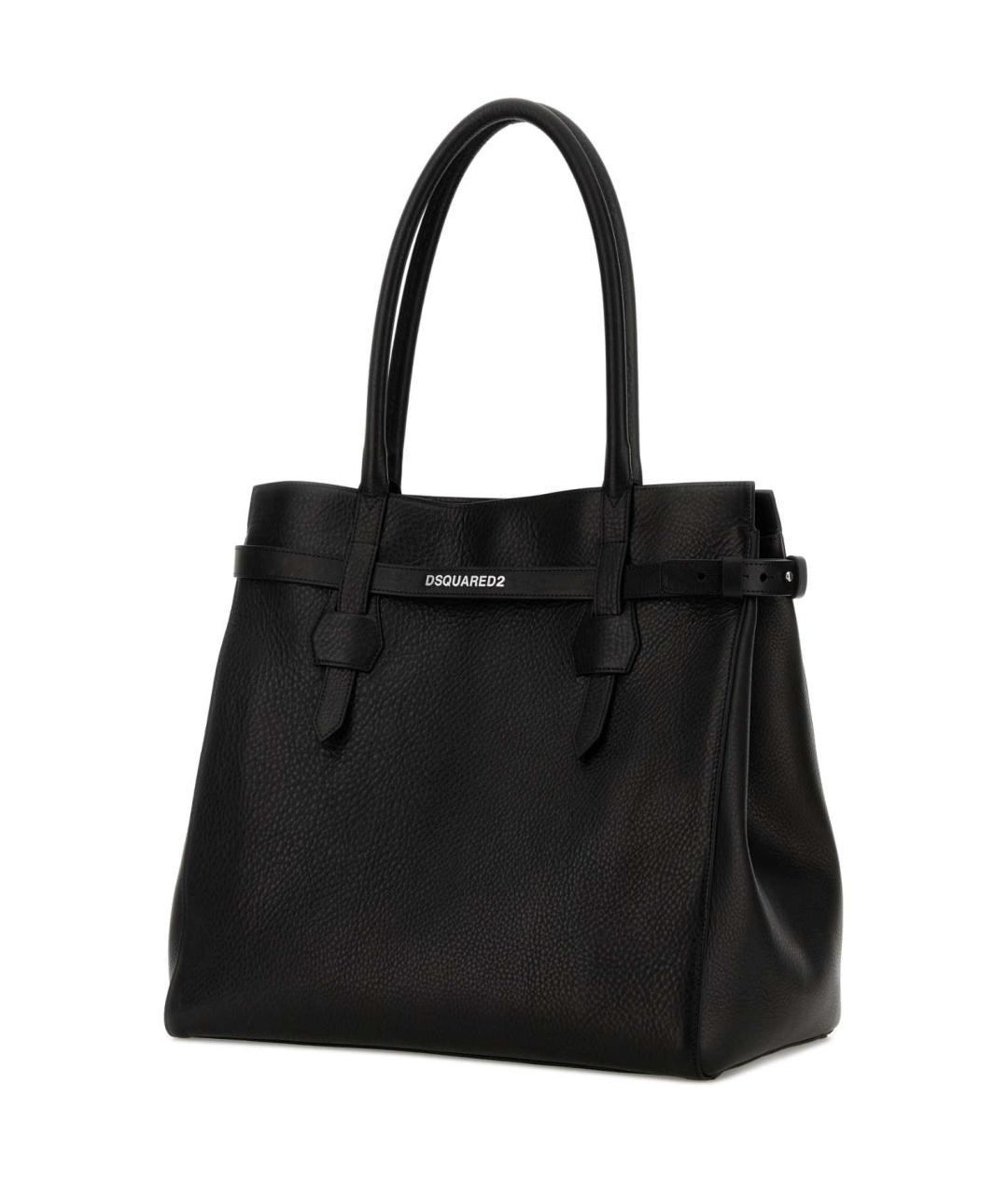 DSQUARED2 Черная кожаная сумка с короткими ручками, фото 2