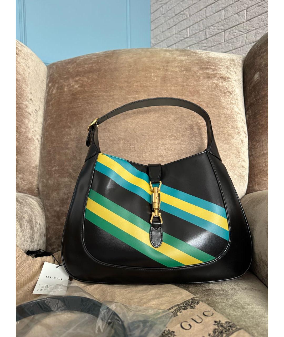 GUCCI Черная кожаная сумка через плечо, фото 9