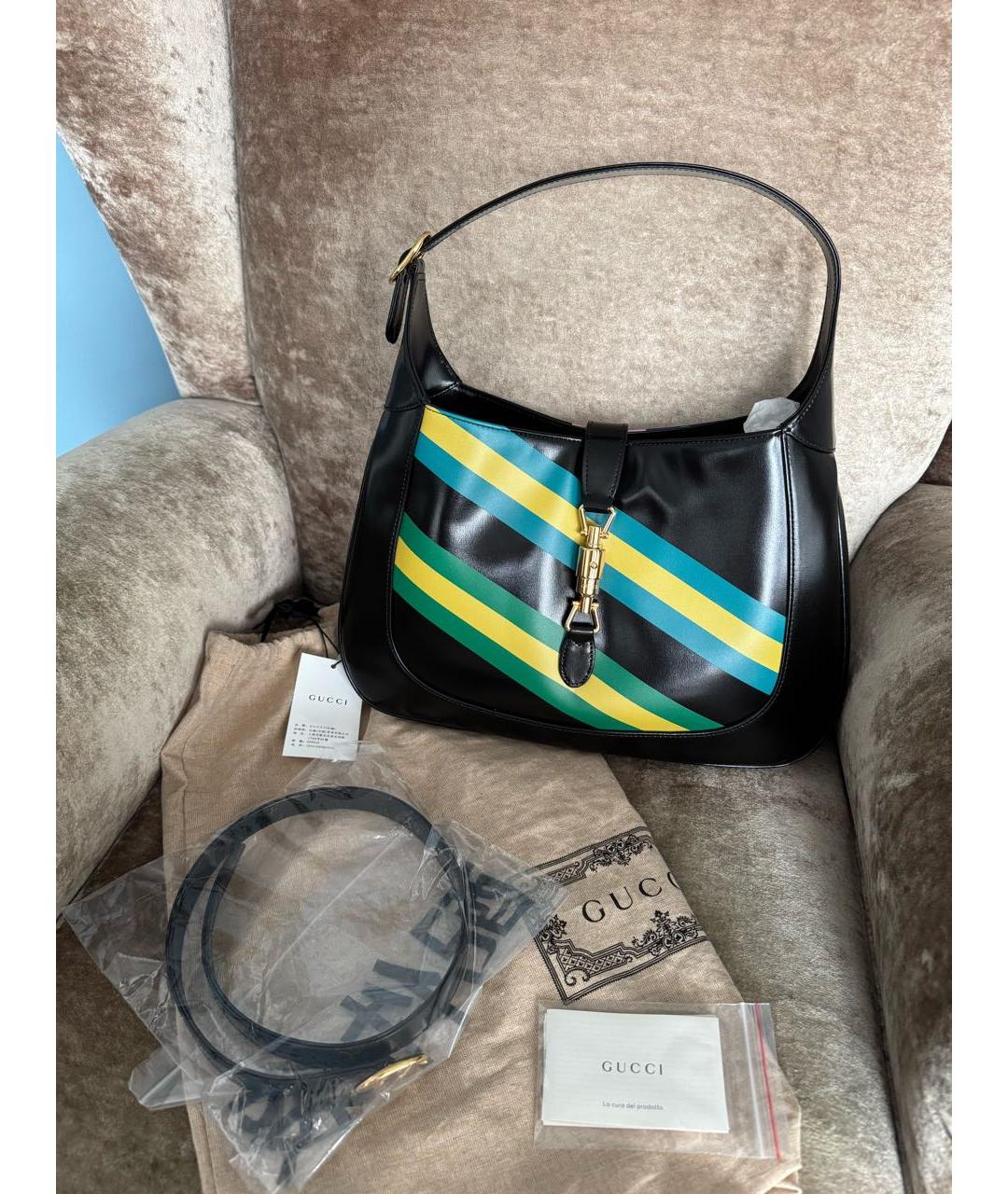 GUCCI Черная кожаная сумка через плечо, фото 8