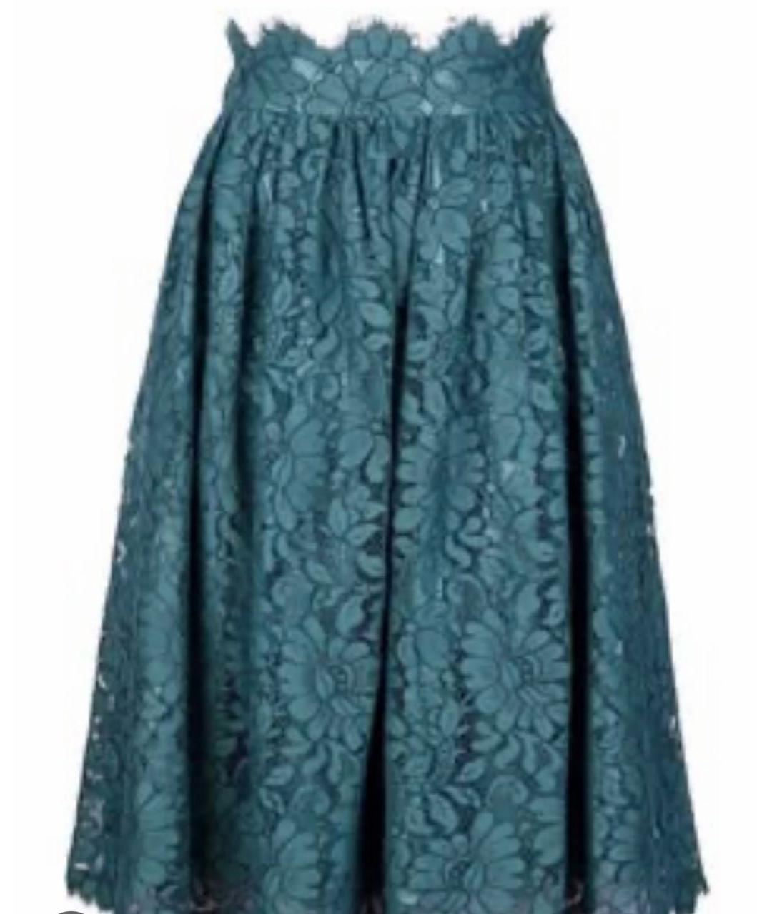 DOLCE&GABBANA Зеленая кружевная юбка миди, фото 5