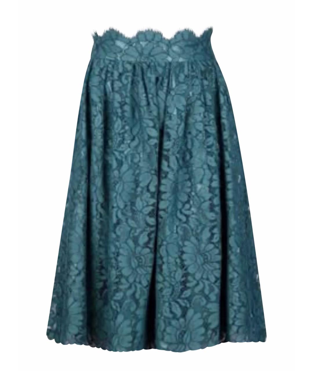 DOLCE&GABBANA Зеленая кружевная юбка миди, фото 1