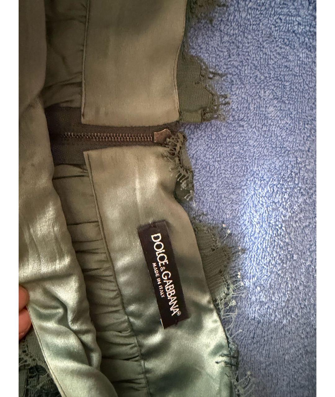 DOLCE&GABBANA Зеленая кружевная юбка миди, фото 3