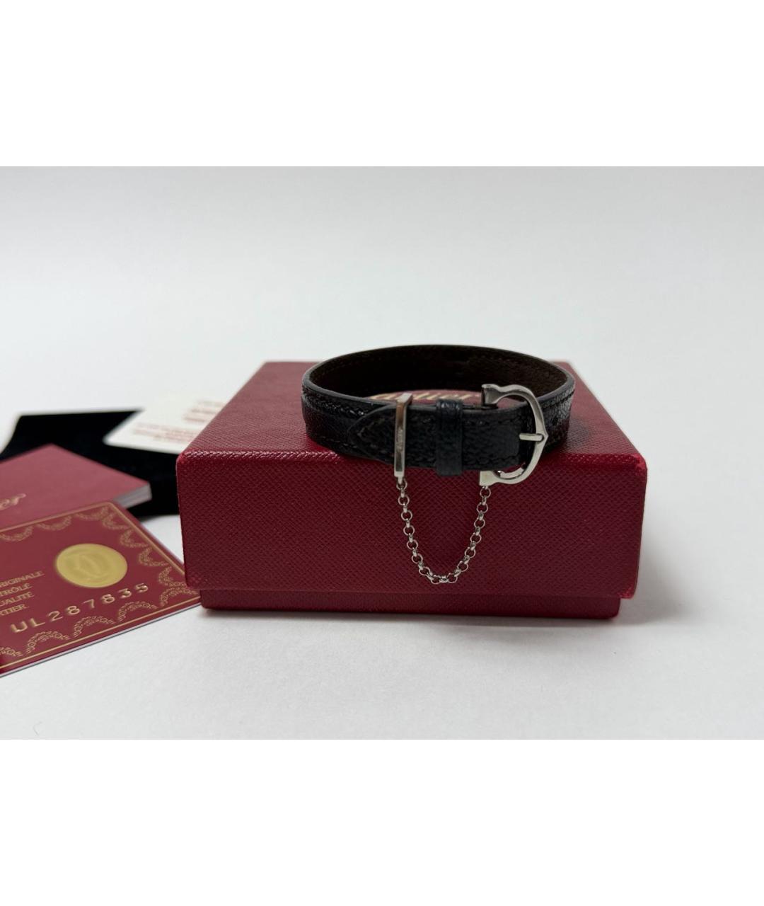 CARTIER Черный браслет из экзотической кожи, фото 5