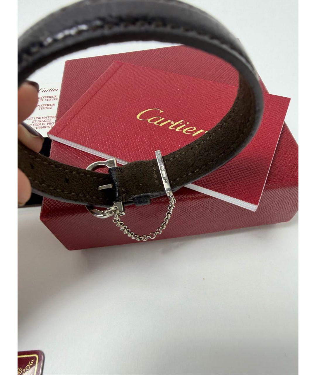 CARTIER Черный браслет из экзотической кожи, фото 3