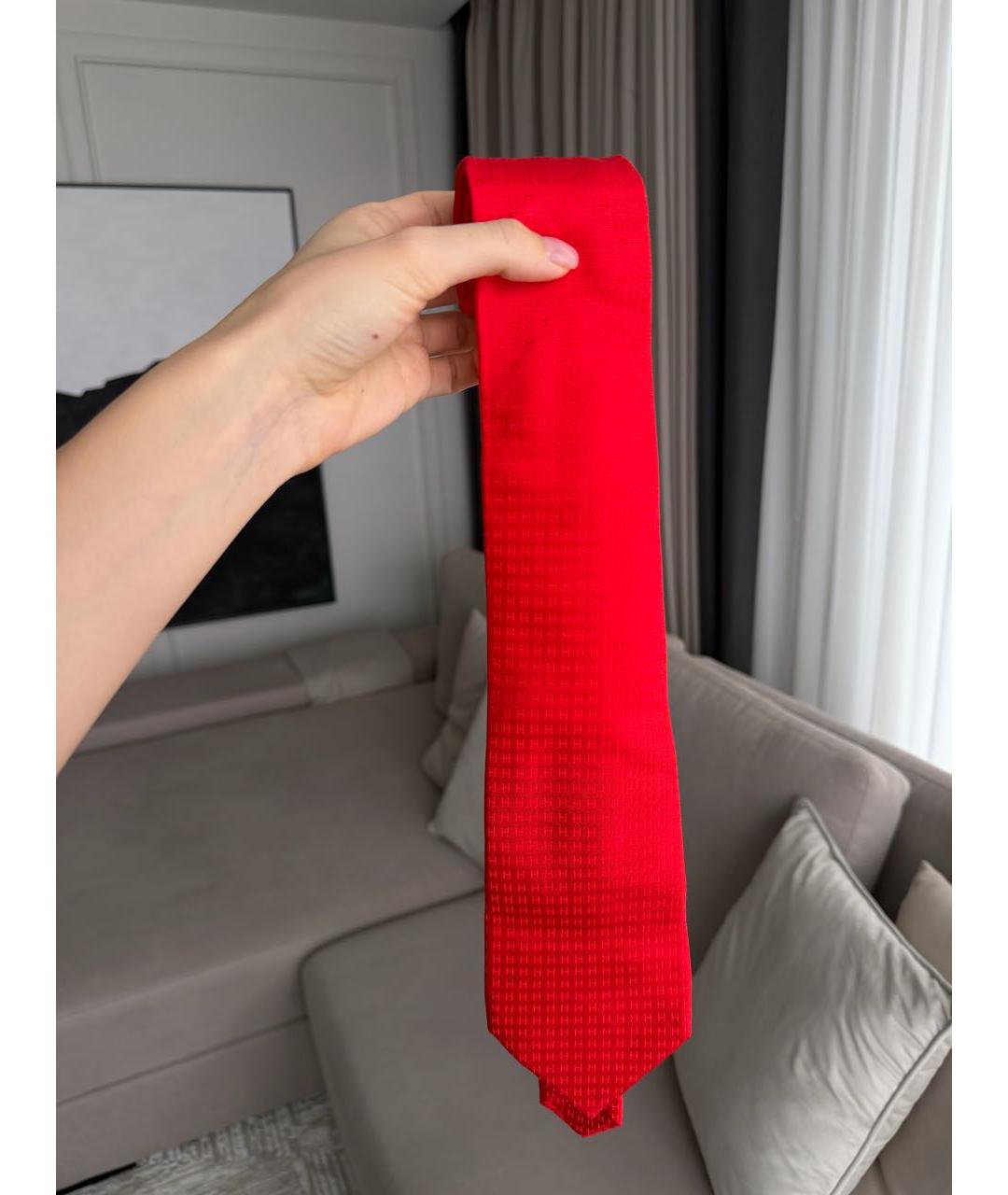 HERMES Красный шелковый галстук, фото 4