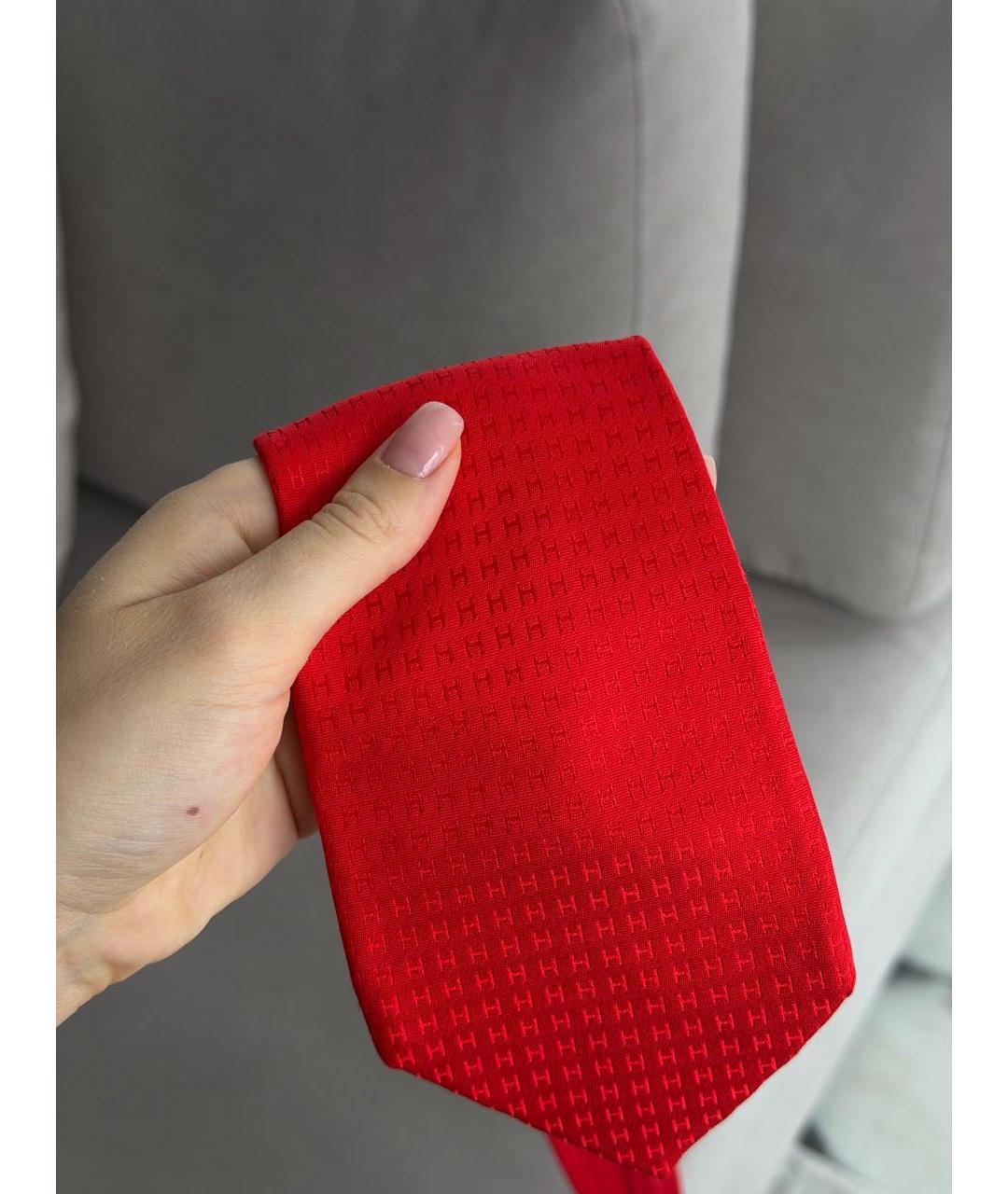 HERMES Красный шелковый галстук, фото 3