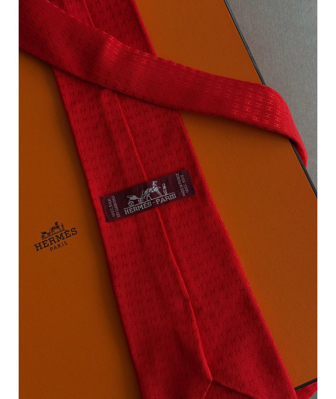 HERMES Красный шелковый галстук, фото 2