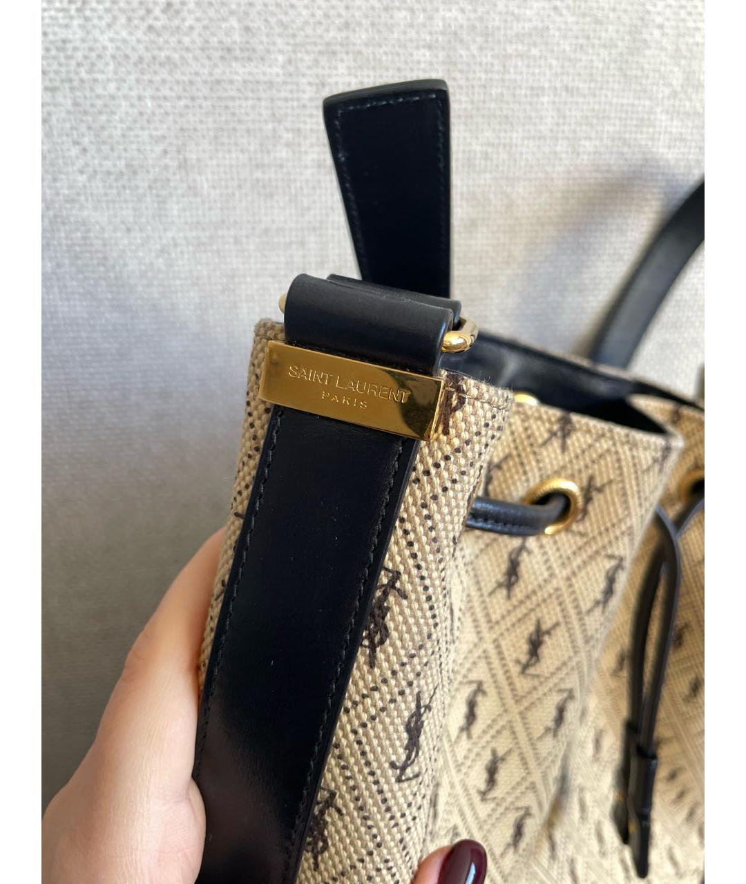 SAINT LAURENT Бежевая кожаная сумка через плечо, фото 5