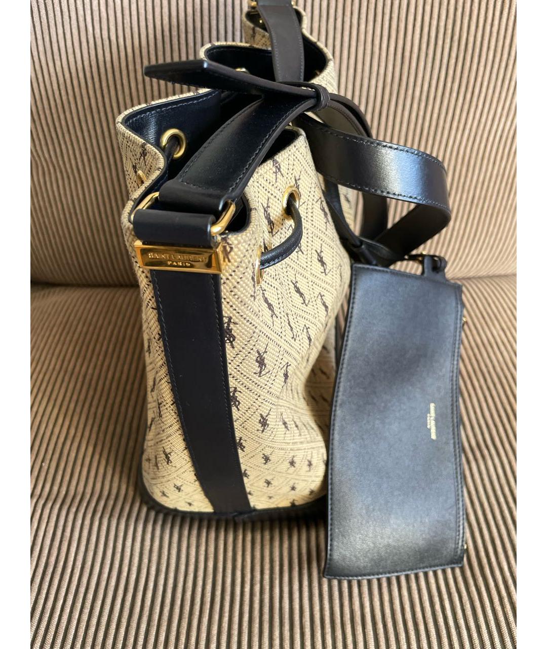 SAINT LAURENT Бежевая кожаная сумка через плечо, фото 2