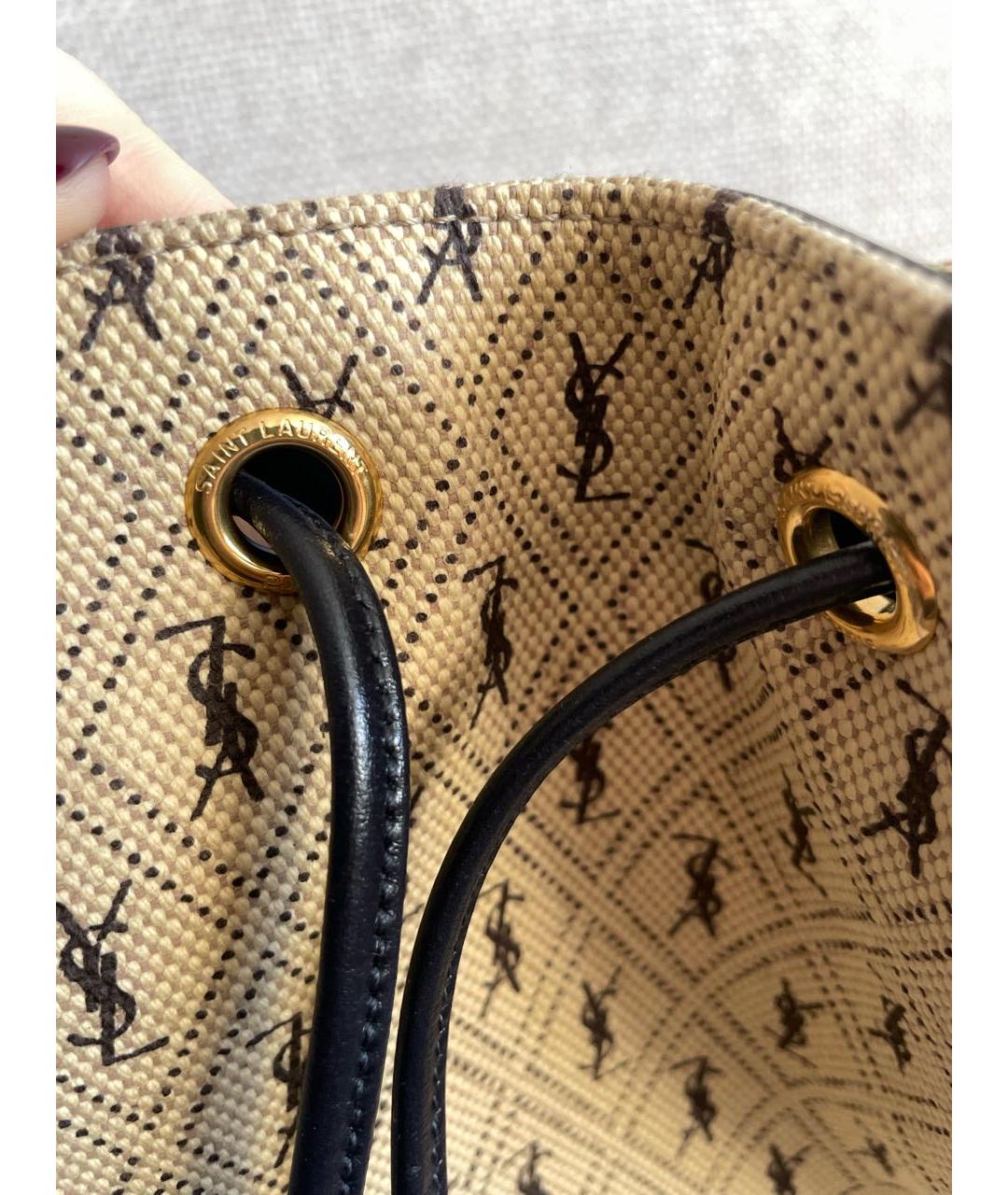 SAINT LAURENT Бежевая кожаная сумка через плечо, фото 6
