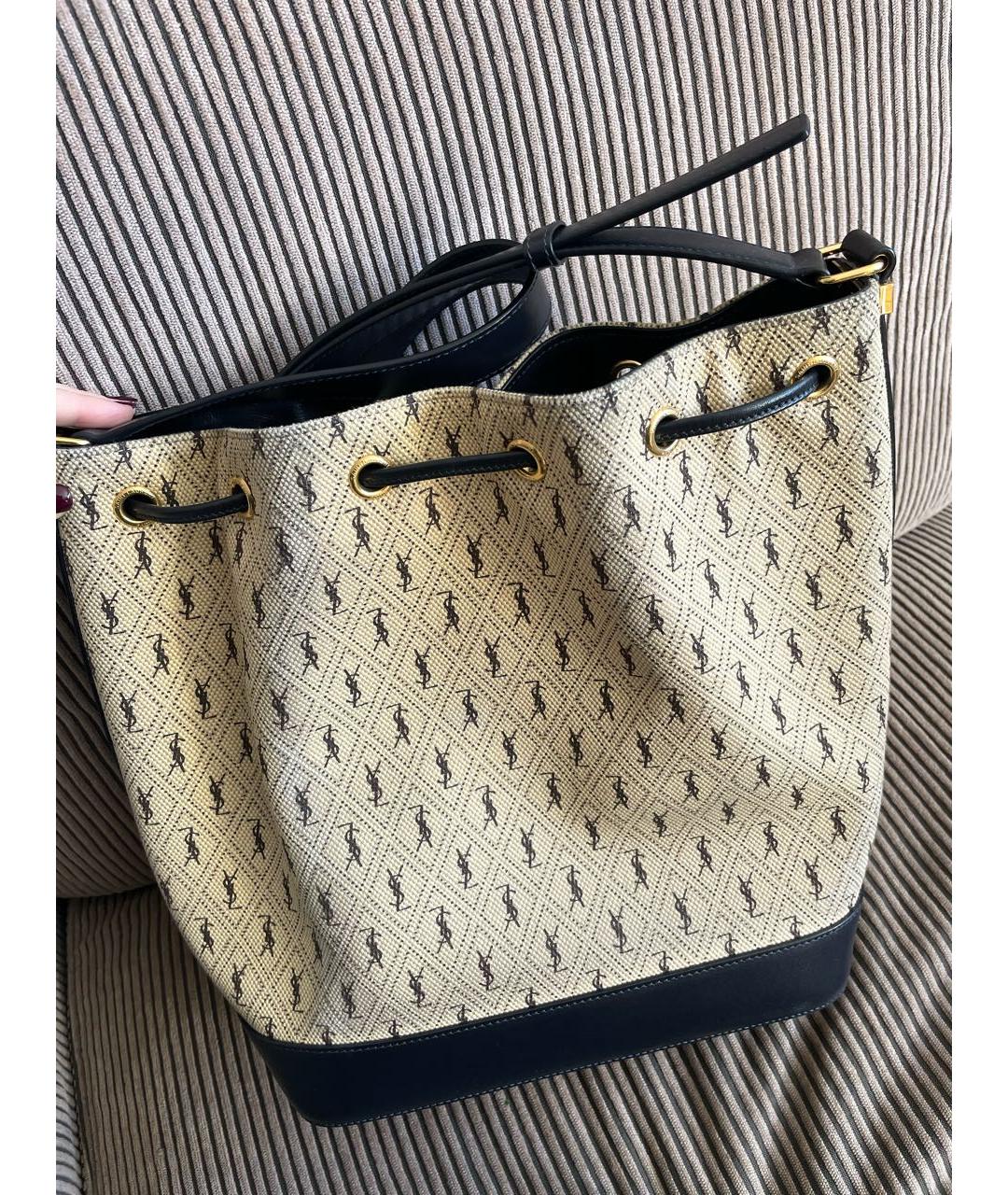 SAINT LAURENT Бежевая кожаная сумка через плечо, фото 3