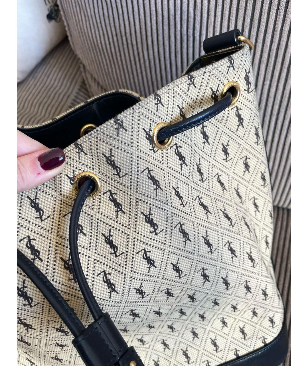 SAINT LAURENT Бежевая кожаная сумка через плечо, фото 8