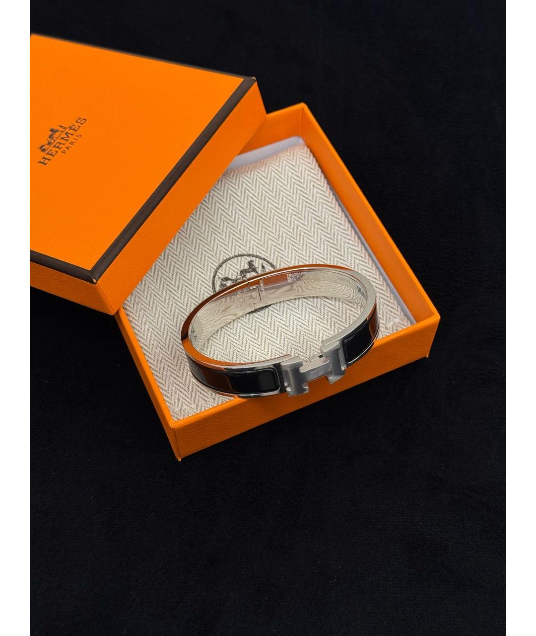 HERMES Черный металлический браслет, фото 2