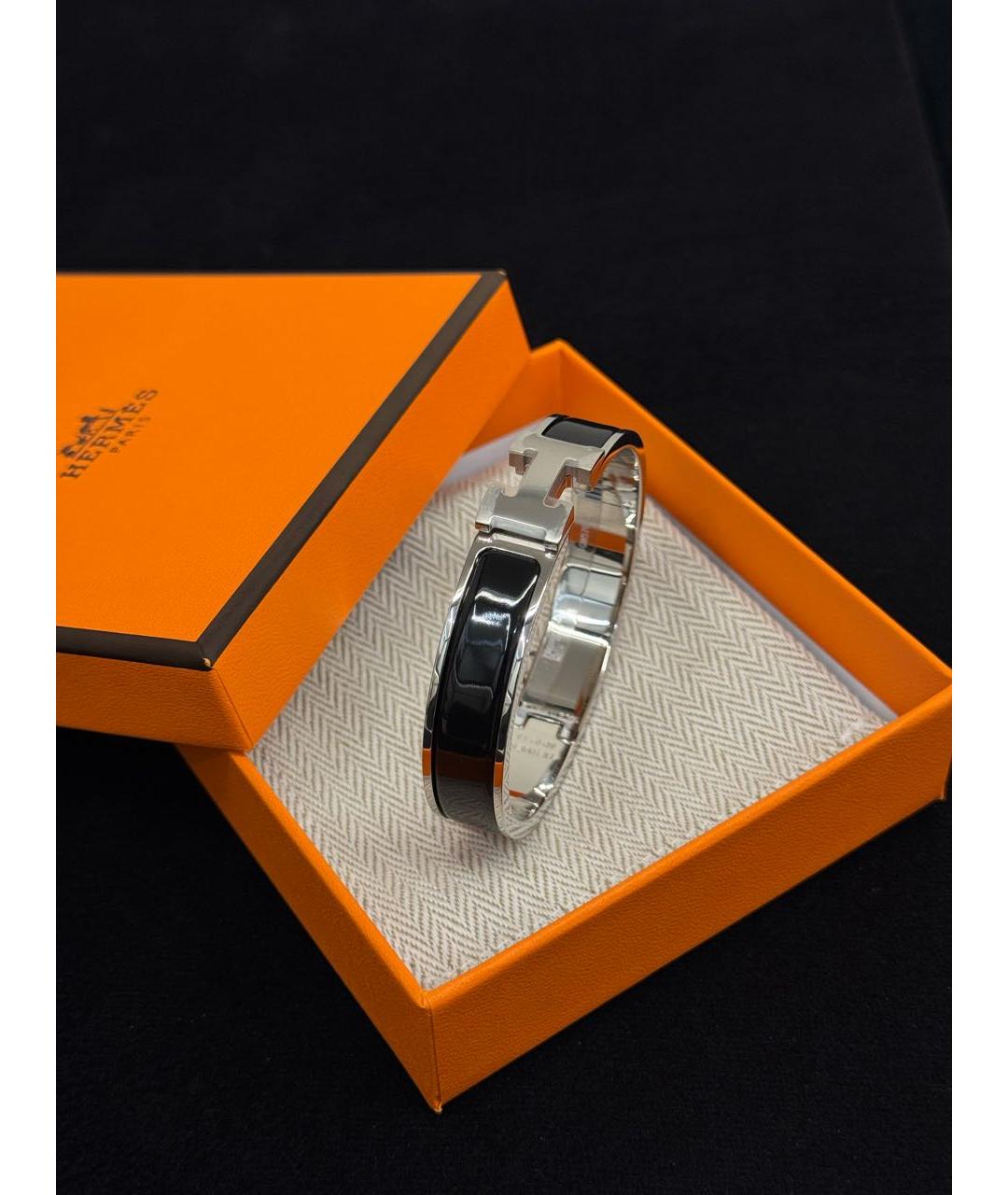 HERMES Черный металлический браслет, фото 3