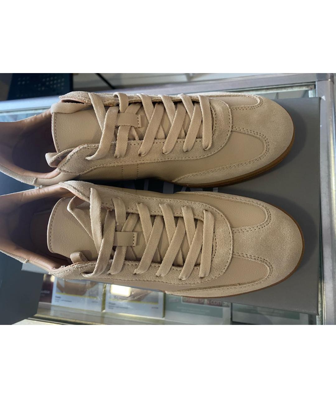 MAX MARA Бежевые кожаные кеды, фото 3