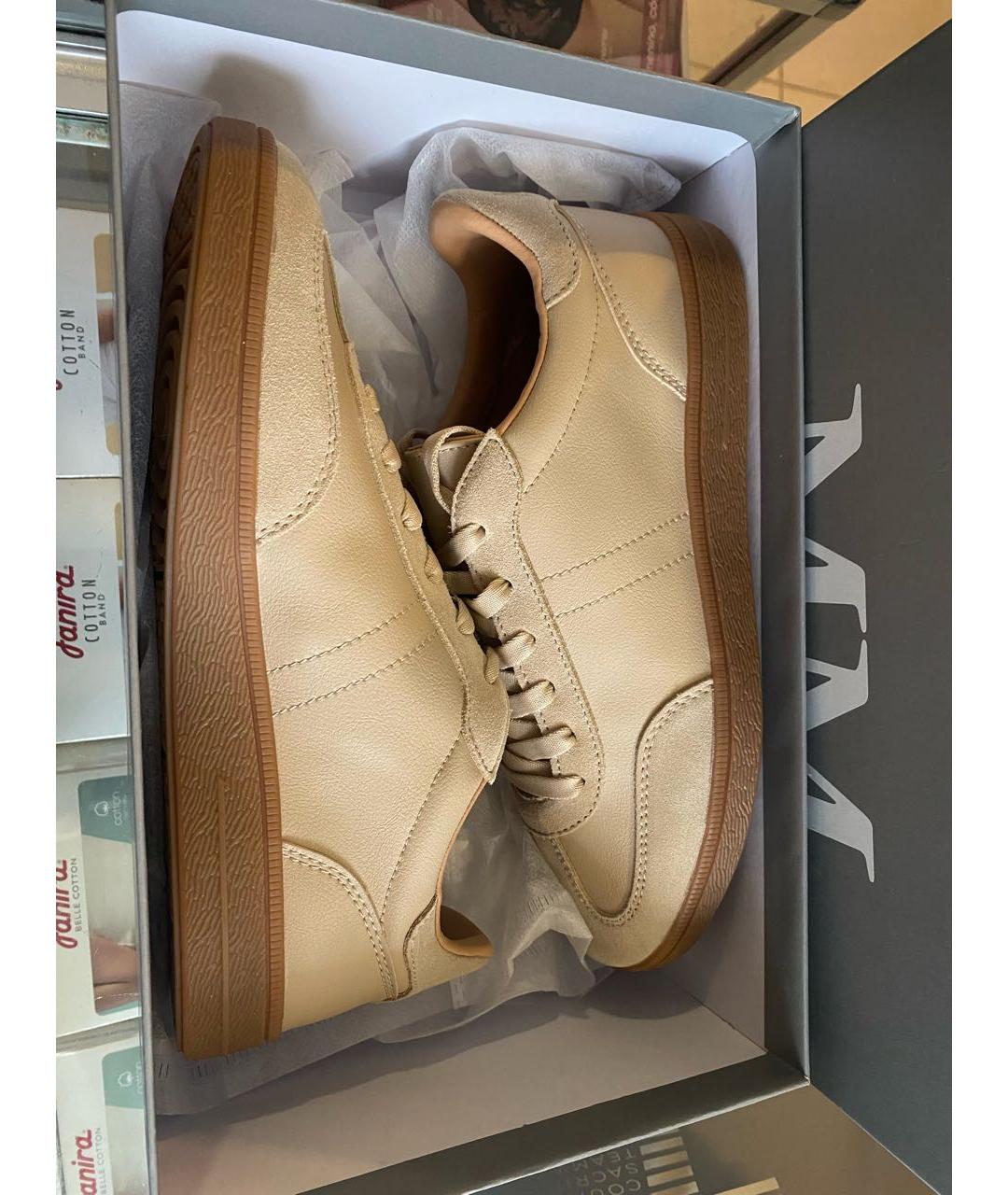 MAX MARA Бежевые кожаные кеды, фото 2