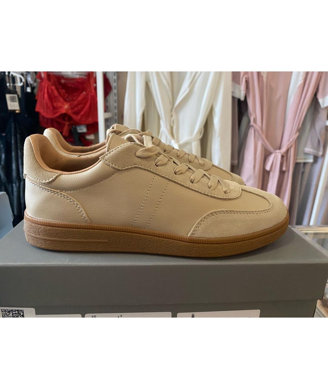 MAX MARA Бежевые кожаные кеды, фото 7