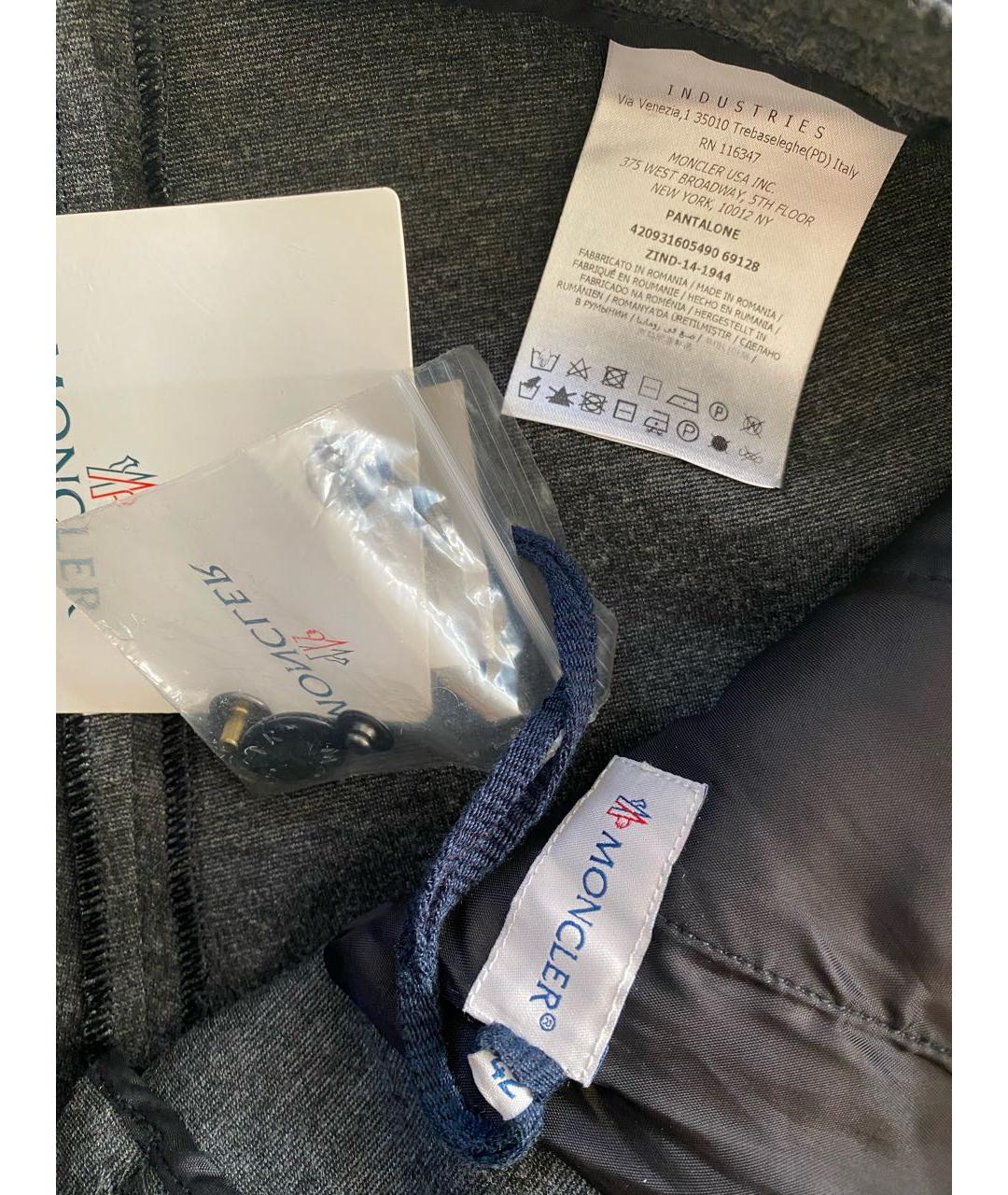 MONCLER Антрацитовые вискозные брюки узкие, фото 7