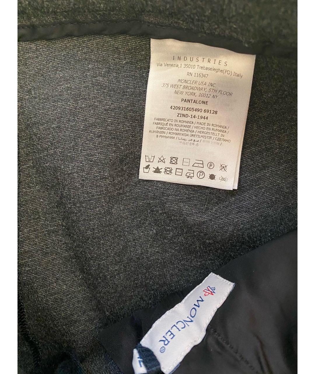 MONCLER Антрацитовые вискозные брюки узкие, фото 6