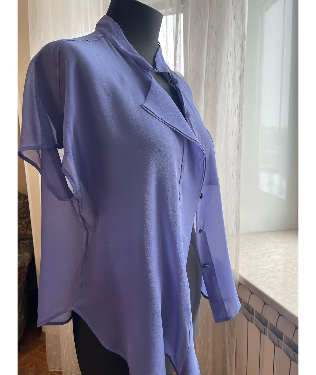 ARMANI COLLEZIONI Голубая шелковая блузы, фото 9