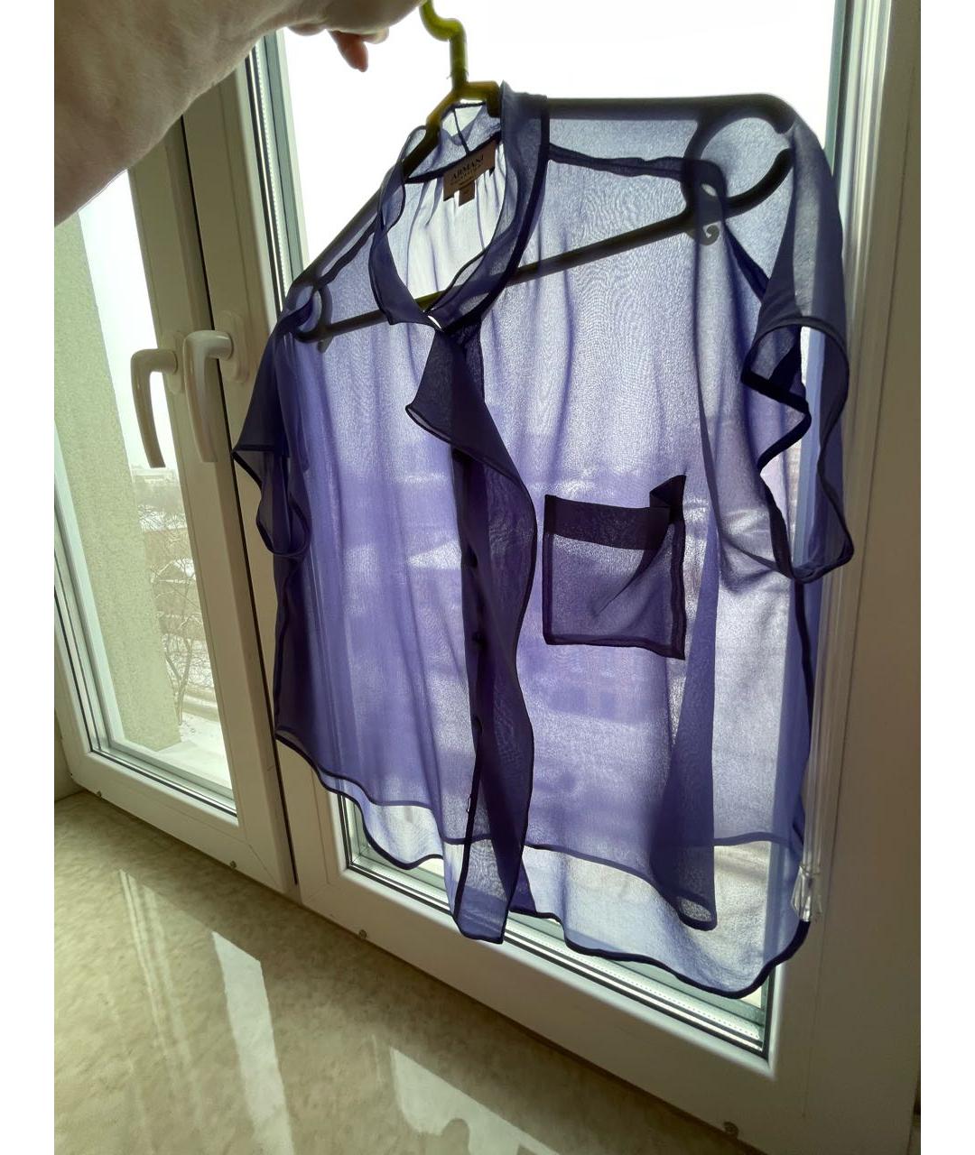 ARMANI COLLEZIONI Голубая шелковая блузы, фото 7