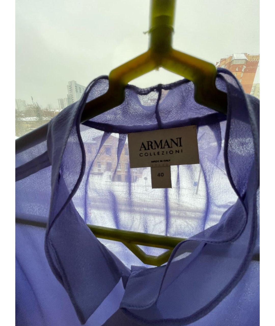 ARMANI COLLEZIONI Голубая шелковая блузы, фото 8