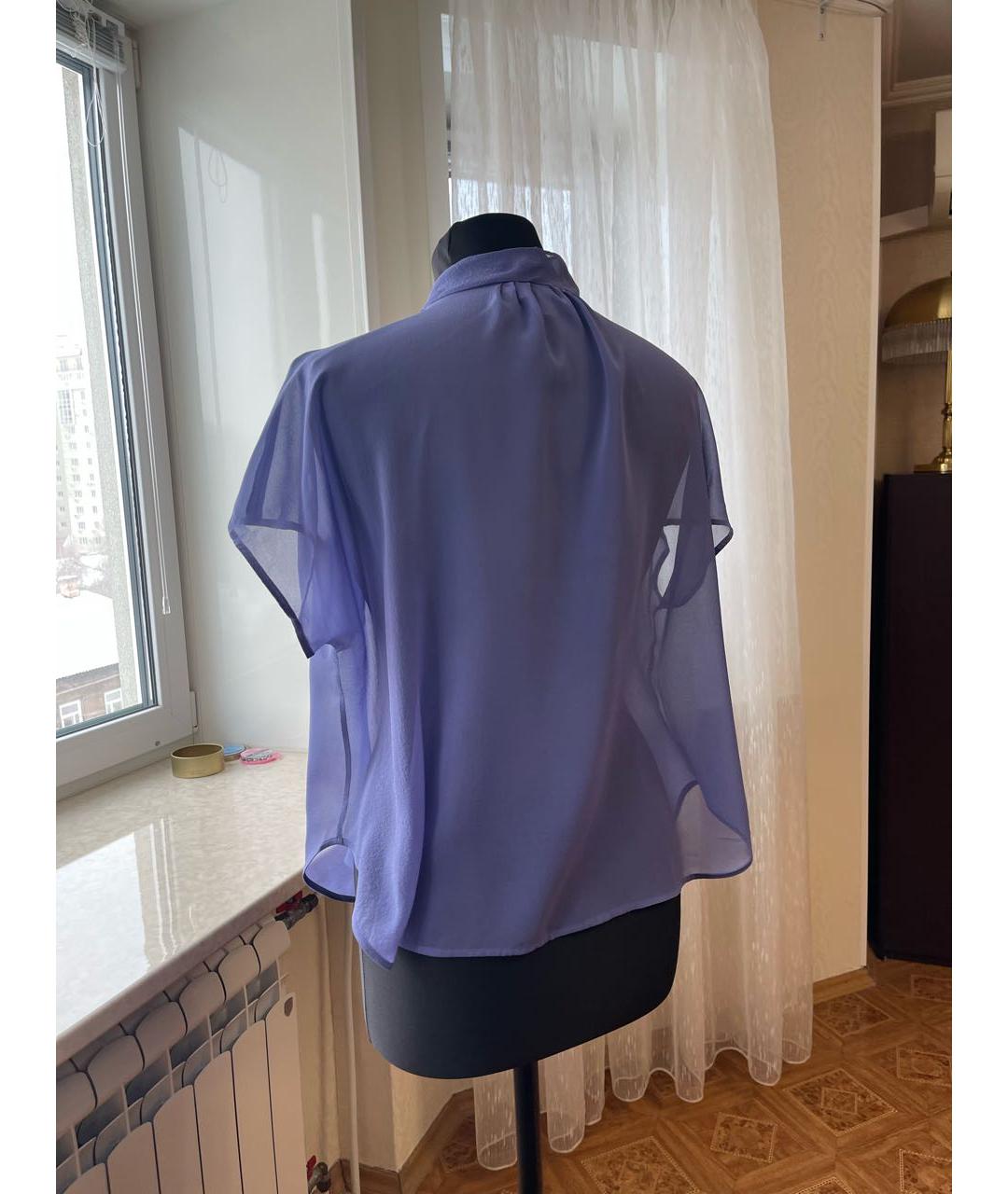 ARMANI COLLEZIONI Голубая шелковая блузы, фото 2