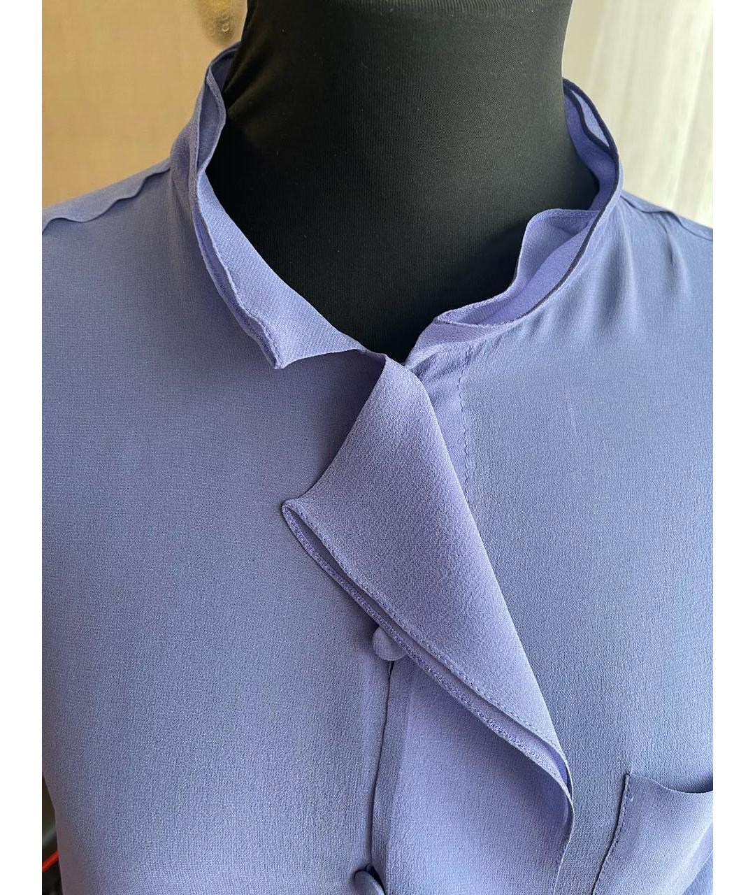 ARMANI COLLEZIONI Голубая шелковая блузы, фото 4